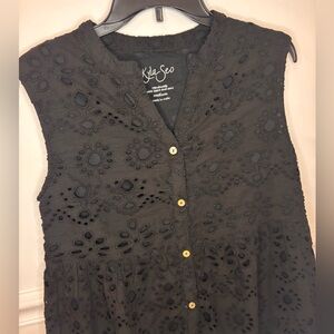 Kyla Seo Eyelet Black Sleeveless Lace Dress